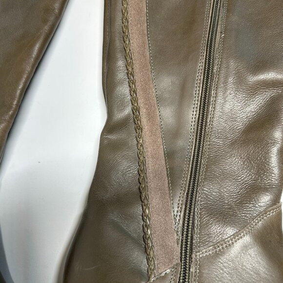 Naughty Monkey Knee High Leather Riding Boot in Olive w/ side zipper size 8.5 - Picture 6 of 14